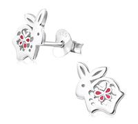 Laimons Mädchen Kids Kinder-Ohrstecker Ohrringe Kinderschmuck Hase Häschen Kaninchen in glanz mit Pink aus Sterling Silber 925
