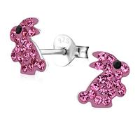Laimons Mädchen Kids Kinder-Ohrstecker Ohrringe Kinderschmuck Hase Häschen Kaninchen mit Glitzer Pink Schwarz aus Sterling Silber 925