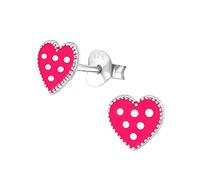 Laimons Mädchen Kids Kinder-Ohrstecker Ohrringe Kinderschmuck Herz Pink, Weiß Sterling Silber 925
