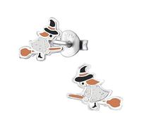 Laimons Mädchen Kids Kinder-Ohrstecker Ohrringe Kinderschmuck Hexe Weiß, Schwarz Sterling Silber 925