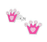 Laimons Mädchen Kids Kinder-Ohrstecker Ohrringe Kinderschmuck Krone 9 x 8mm Glitzer Pink, Rosa Sterling Silber 925