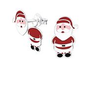 Laimons Mädchen Kids Kinder-Ohrstecker Ohrringe Kinderschmuck Nikolaus Santa Claus 15 x 8 mm Rot, Weiß, Schwarz Sterling Silber 925