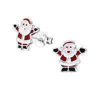 Laimons Mädchen Kids Kinder-Ohrstecker Ohrringe Kinderschmuck Nikolaus Santa Claus 9 mm Rot, Weiß, Schwarz Sterling Silber 925