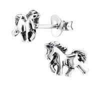 Laimons Mädchen Kids Kinder-Ohrstecker Ohrringe Kinderschmuck Pferd Hengst Pony Fohlen oxidiert aus Sterling Silber 925