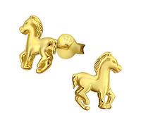 Laimons Mädchen Kids Kinder-Ohrstecker Ohrringe Kinderschmuck Pferd Pferdchen Pony Fohlen vergoldet glanz aus Sterling Silber 925