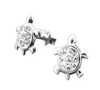 Laimons Mädchen Kids Kinder-Ohrstecker Ohrringe Kinderschmuck Schildkröte Reptil Glitzer weiß glanz aus Sterling Silber 925
