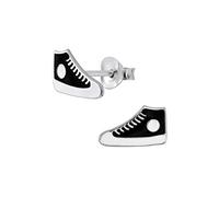 Laimons Mädchen Kids Kinder-Ohrstecker Ohrringe Kinderschmuck Schuh Sneaker Turnschuh stern schwarz weiß aus Sterling Silber 925