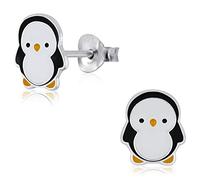 Laimons Mädchen Kinder-Ohrstecker Ohrringe Kinderschmuck Pinguin Stecker 10mm Weiß, Schwarz, Gelb Sterling Silber 925