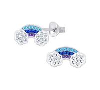 Laimons Mädchen Kinder-Ohrstecker Ohrringe Kinderschmuck Regenbogen Lichtband Bunt 7x13mm mit Glitzer blau aus Sterling Silber 925