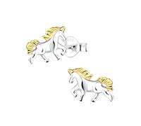 Laimons Mädchen-Ohrstecker Einhorn 10mm Glanz vergoldet aus Sterling Silber 925