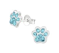 Laimons Mädchen-Ohrstecker Ohrringe Kinderschmuck Hundepfote Pfote mit Glitzer aus Sterling Silber 925 (Hellblau)