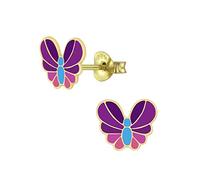 Laimons Mädchen-Ohrstecker Schmetterling 10mm lila vergoldet Sterling Silber 925