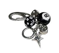 Lainiaoly Schwarzer 8-Ball-Würfel-Schlüsselanhänger, Aesthetic Taschenanhänger Für Damen Herren - Cute Retro Accessory For Backpack Purse Schlüsselanhänger, Glückszauber