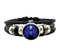 Lainiaoly Sternzeichen-Armband | Sternzeichen-Seil-Armband | Tragbares mehrschichtiges Sternbild-Lederarmband für Damen und Herren