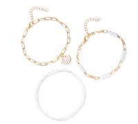 LAIOUSN Stapelbares Fußkettchen, Strand, Urlaub, Schmuck, mehrschichtige Muschelperlen, Fußkette, handgefertigt, bequeme Legierung, Meereszubehör, Thema, mehrlagig, verstellbare Fußkette