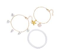 LAIOUSN Stapelbares Fußkettchen, Strand, Urlaub, Schmuck, mehrschichtige Muschelperlen, Fußkette, handgefertigt, bequeme Legierung, Meereszubehör, Thema, mehrlagig, verstellbare Fußkette