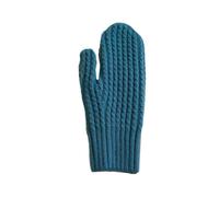 (Lake Blue)Soft Crochet Gloves Driving Full Finger Mittens Solid Color Knitted Gloves