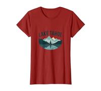 Lake Tahoe Malerische Berglandschaft T-Shirt, Damen, Cranberry, 3XL