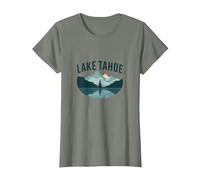 Lake Tahoe Malerische Berglandschaft T-Shirt, Damen, Heidekraut/Armeegrün, XL