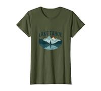 Lake Tahoe Malerische Berglandschaft T-Shirt, Damen, Olivgrün, 3XL