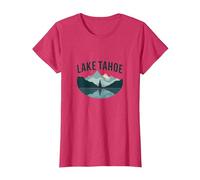 Lake Tahoe Malerische Berglandschaft T-Shirt, Damen, Rot Meliert, XL