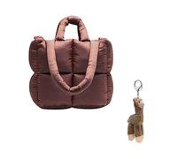 LAKEDREAM Puffy Tote Bag Puffer Bag Damen Gepolsterte Tragetasche Puffer Schultertasche Geldbörse und Handtasche gesteppte Tragetasche für Damen, Kaffee