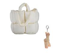 LAKEDREAM Puffy Tote Bag Puffer Bag Damen Gepolsterte Tragetasche Puffer Schultertasche Geldbörse und Handtasche gesteppte Tragetasche für Damen, Weiss/opulenter Garten