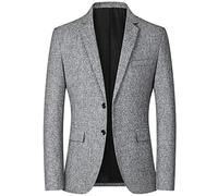 LAKKOA Sakko Herren Sportlich, Regular Fit Herren Blazer Anzugjacke 2-Knopf Klassischer Blazer Anzüge Sakkos Grau Sportlich Slim Fit Freizeitblazer Hochzeit Smoking Dinner Jacket,XXL