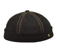 Lakota Docker-Mütze | Mütze aus Reiner Baumwolle | steingewaschener Look | eine Größe verstellbar | Sommer/Winter (schwarz)