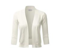 LALABEE Damen Bolero Cardigan 3/4 Ärmel vorne offen geschnitten (S~XL), Lbt002-ivory, XX-Large