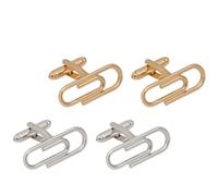 LALADEFIEE 2 Paar Herren Manschettenknöpfe In Büroklammer Design Edel Gold und Silber für Hochzeit Business und Formelle Anlässe