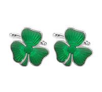 LALADEFIEE 2 Stück 2 Stück Irisches Manschettenknopf mit Kleeblattmotiv Grüne Herrenhemdknöpfe aus Robustem Material und Krawattenklammer für Formelle Anlässe und St Patrick’S Day