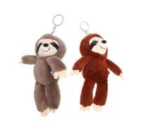 LALADEFIEE 2 Stück Faultier Plüsch Schlüsselanhänger Leichtes Weiches Schmuse Accessoire für Schlüssel Taschen Handys Dekorativer Tragbarer Faultier anhänger in Braun und Hellgrau