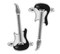 LALADEFIEE 2 Stück Herren Manschettenknöpfe Gitarrenmotiv aus Messing Elegante Polierte Cufflinks für Anzug und Hochzeit Komfortabel mit Abgerundeten Kanten Modisch und Langlebig für