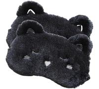 LALADEFIEE 2 Stück Schlafmasken Schwarz Weiß mit Cartoon Motiv Elastische Leicht Atmungsaktive Augenklappen für Damen und Kinder Lichtundurchlässig für Alltag Reise und Entspannung