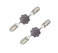 LALADEFIEE 2 Stück Vintage Pulloverclip Broschen aus Metall mit Clip Kragenclip für Damen und Mädchen Retro Cardigan Schal Clips für Pullover Kleider und Blusen