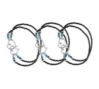 LALADEFIEE 3 Stück Boho Fußkettchen Damen Verstellbare Kunststoff Fußkette Doppelherz Perlen Leicht Sommer Strand Schmuck Urlaub Accessoire