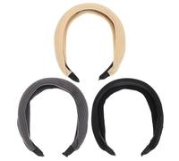 LALADEFIEE 3 Stück Vintage Strick Stirnbänder Breit für Damen Weich Hautfreundlich Kopfschmuck zum Waschen Sport Alltag Herbst Winter Haarband in Khaki Dunkelgrau Schwarz