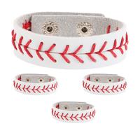 LALADEFIEE 4 Stück Baseball Armband Pu wachskordel Handgefertigt Baseball Schmuck Freundschaftsarmbänder für Jungen Mädchen Sport Fans Partygeschenke