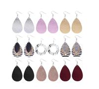 LALADEFIEE 9 Paare Kunstleder Ohranhänger mit Leoparden Schlangenmuster Wasserfallförmige Tropfenform Leichte Pu leder Ohrstecker für Party Festival Kostüm und Cosplay Modische Ohranhänger