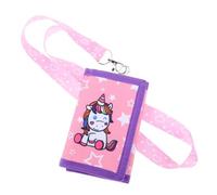 LALADEFIEE Dreifach Geldbörse aus Strapazierfähigem Canvas mit Einhorn Cartoon Motiv Leichtes Portemonnaie für Mädchen mit Mehreren Fächern und Schlüsselband für Schulkinder und Alltag