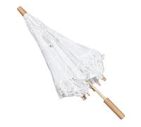 LALADEFIEE Eleganter Weißer Spitzen Regenschirm als Stabile Fotorequisite und Dekorativer Vintage Hochzeitsschirm für Kinder Tanz und Fotografie