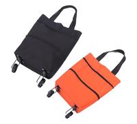 LALADEFIEE Faltbarer Einkaufstrolley aus Oxford Stoff mit Rollen Tragbare Klapp Einkaufstasche für Zuhause und Reisen 2 Stück Robuster Faltbarer Einkaufswagen