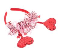 LALADEFIEE Glitzer Herz Haarreif mit Elastischem Stoffband Rotes Valentinstags Stirnband für Damen Haaraccessoire für Party und Romantische Anlässe