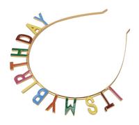 LALADEFIEE Haarband mit Geburtstagswort aus Legierung Buntes Alphabet Stirnband für Geburtstagsfeiern 1 Stück Süßer Kopfschmuck für Fröhliche Party Atmosphäre