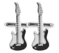 LALADEFIEE Manschettenknöpfe Herren mit Gitarrenmotiv aus Messing Robuste Struktur Klassische Anzug Accessoires für Business und Tägliches Tragen 2 Stück Silberfarbene