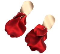 LALADEFIEE Rote Ohrhänger Silber 925 Blütenblatt Design mit Silbernen Nadel Damen Schmuck für Weihnachten Valentinstag Alltag