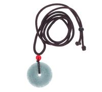 LALADEFIEE Vintage Jade Anhänger Halskette Damen Grüne Geschnitzte Jade Runder Glücksanhänger Langlebiger Modeschmuck Geschenk für Geburtstag und Jahrestag