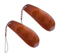 LALAFINA 2 Stück Holz Schuhlöffel Kleiner Schuhanzieher mit Seil Tragbar und Robust für High Heels und Lederschuhe Praktischer Schuhheber für Senioren und Alltag