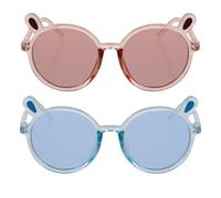 LALAFINA 2 Stück pack Sonnenbrillen mit Bärenohr Augenbrille Runde Brille aus PC mit UV Schutz Modische Brillen für Sommerferien und Outdoor Aktivitäten